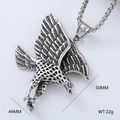 Detailed view of silver eagle pendant with dimensions 50mm by 44mm and weight of 22g - Retro Eagle (Style 6 Pendant Only)