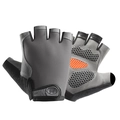 Grey half-finger cycling gloves with orange breathable mesh and anti-slip palm padding - Upgraded Silicone Shock Absorption Grey