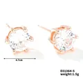 Détail de boucles d'oreilles or rose 7mm avec zircone cubique et dimensions précises - Blanc/Or Rose (0.7cm)