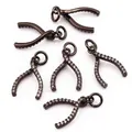 Pendentifs bréchet noirs avec zircons blancs pour la fabrication de bijoux DIY - Os à vœux / Noir