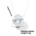 Macro detail of 0.8cm clear cubic zirconia pendant with 40+5cm chain specifications - White (KSN00011WH00)