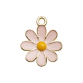 Pink and yellow enamel daisy flower alloy pendant with gold plating for DIY jewelry - Small Daisy 15x18mm