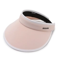 Pink open top sun hat with wide brim and white trim for outdoor summer UV protection - Pink