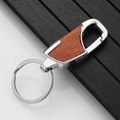 Premium leather and zinc alloy car keychain with brown texture and polished metal ring - GX-345 Gen2 Brown