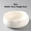 White minimalist ceramic hydroponic bowl with petal edge, dimensions 16cm wide and 6cm high - DY Four-Petal Flower Hydroponic Pot-009
