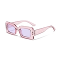 Retro rectangle sunglasses in jelly pink frame with purple lenses for women and men - Transparent Purple Frame Purple Lens