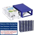 Blue modular stackable storage drawer with transparent bin 140x92x42mm for DIY parts - Dark Blue