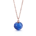 Rose gold titanium necklace featuring a dark blue faceted crystal ball pendant - Rose Gold Chain + Blue Crystal