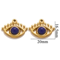 Golden evil eye pendant with deep blue natural stone inlay, measuring 20mm by 16.5mm - Style I-Deep Blue Stone
