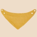 Mustard yellow cotton crepe baby bandana bib with snap buttons and textured fabric - Mustard Yellow
