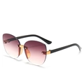 Kids rimless oversized sunglasses featuring purple gradient lenses and black temples - Gradient Tea