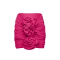Sexy rose red mini skirt with 3D handmade flowers and ruching for women - Skirt (S-M) / Sarong / Rose Red