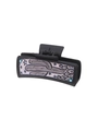 Western style black hair claw clip with beige cactus and star pattern leather inlay - Black Cactus Desert Pattern (90072)