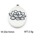 Pendentif lotus ovale en acier argenté pour bijoux DIY, taille 23x14mm pesant 2,5g - Style Lotus (KLJ8071-Z)