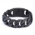 Mens matte black stainless steel chunky Cuban link bracelet with rectangle clasp - 21.5cm / Black Frosted Sand