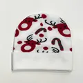 Dettaglio del berretto di Natale a maglia con renne e motivi di bastoncini di zucchero - Stile 11 (Bianco Renna Bastoncino di Zucchero)