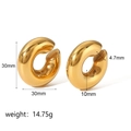 Detailed view of 30mm golden chunky hollow hoop earrings with size measurements - Clip-on Earrings / Gold (TCLQ5-G)