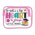 Pink PVC transparent cosmetic bag with heart teacher quote and pencil pattern - 110-Shape Minds Teacher