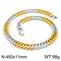 Zweifarbige Gold-Silber-Edelstahl-Gliederkette mit Karabinerverschluss, Größe 450x11mm - Bicolor Gold (450x11mm)