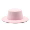 Detailed texture of pink wool felt flat top hat for children in a soft studio lighting - S / Pink