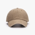 Front view of a khaki washed cotton baseball cap with a curved brim on a white background - Khaki