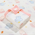 Soft cotton gauze baby swaddle blanket featuring cute elephant and rabbit cartoon prints - 4-Layer Wide Edge 110*110cm / Elephant Crown