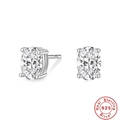 Elegant S925 sterling silver stud earrings featuring oval-cut cubic zirconia in 4-prong setting - Oval Style (6x8mm)