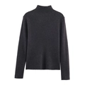 Detalle de jersey de punto gris carbón con cuello semialto y textura de punto suave - S / gris oscuro