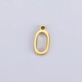 Oval 18K gold plated stainless steel letter pendant with polished mirror finish - O (Bracelet Accessory) / Gold