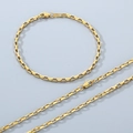 Polished gold box chain necklace in stainless steel featuring a sleek metallic finish - 2.3mm / Bracelet 19CM / Gold / Japanese Buckle