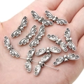 Detail of silver alloy butterfly pendant with spiral texture for DIY jewelry making - Butterfly Wing / 22x7mm