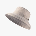 Chapeau de soleil beige à larges bords avec boucles métalliques pour protection UV - Réglable / Kaki