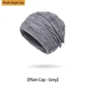 Men's winter grey knit beanie hat featuring thick fleece lining and textured grid pattern - Single Hat Grey