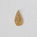 18K gold plated titanium teardrop pendant necklace with intricate engraved patterns - L14 Teardrop Vine Flower