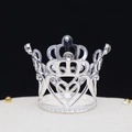 Detail of a silver mini crown with rhinestones for cake decor and party hairstyles - Noble Small Crown Silver 01