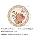 Detail of 7 inch Capybara disposable paper plate showing exact size and quantity specs - 7-inch Plates 10PCS-Capybara