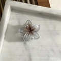 8cm gradient brown frangipani hair claw clip with fine glitter in resin - 4cm / Black (Small Size)