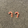 Festive candy cane stud earrings with red and gold stripes for Christmas accessory - A138-50 Candy Cane