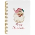 Spiral notebook with vintage Santa Claus in leopard hat and Merry Christmas text - Vintage Santa Claus