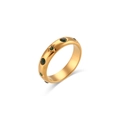 18K gold plated ring with inlaid green zircon stones and star details on white background - US 6 / Green Zirconia