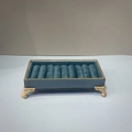 Vintage jewelry display stand with dark green velvet slots and gold metal base - Acrylic/Velvet Ring Box (Blue)