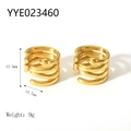 Detailed view of 18K gold plated snake ear cuff showing 13.3mm height and 15.7mm width - Spiral Snake Style (YYE023460)