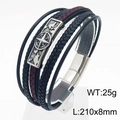 Pulsera multicapa de cuero para hombre con mapa del mundo y cierre magnético - Estilo Brújula y Mapa del Mundo (KB179994)