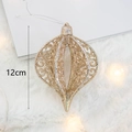 Golden glitter onion-shaped Christmas pendant with filigree patterns, 12cm height ornament - Onion