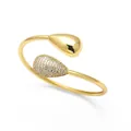 Brazalete abierto dorado con detalles en forma de pera y circonitas brillantes - Estilo A-Brazalete Abierto de Gota