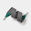 Woven bag strap featuring green pink chevron pattern with silver metal hooks - L 70cm W 5cm / Green Webbing with Silver Buckle