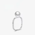 Ring aus S925 Sterlingsilber im quadratischen Design mit eleganter weißer Perle - US Größe 5 / Silber