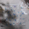 Holographic butterfly and floral nail art stickers with gold foil finish, model M-672 - Holographic Flower Butterfly Style (M-672)