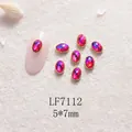 Décoration ongle ovale 5x7mm dégradé rose violet avec bordure en alliage doré - Base Or Dégradé Rose Violet (LF7112) / 5X7mm