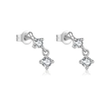 S925 sterling silver drop earrings with sparkling clear cubic zirconia stones - MME766-1 Silver Double Round Zirconia